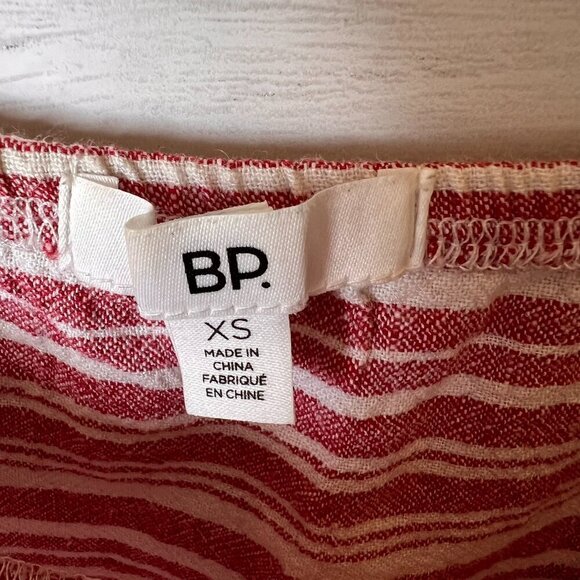 BP Top Womens Size XS Dark Pink & White Striped Linen Blend Tank Summer Flirty - Picture 2 of 12